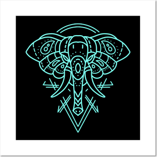 neon elephant Posters and Art